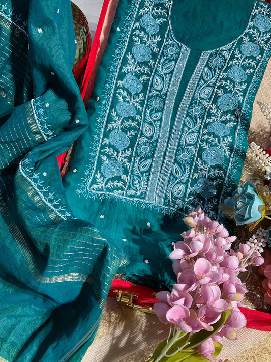 Mulmul Kurta Dupatta with Cotton Bottom