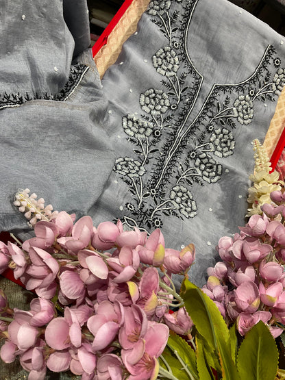 Mulmul Kurta & Dupatta with Chikankari, Pearls & Cutdana Addons