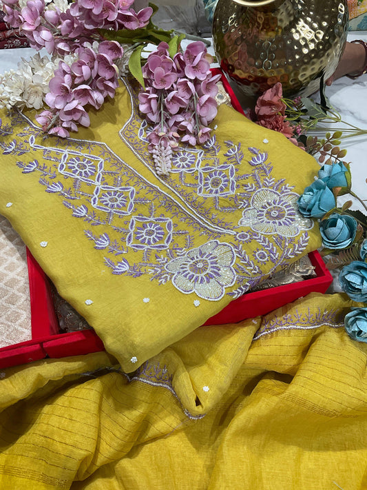 Mulmul Kurta Dupatta with Cotton Bottom