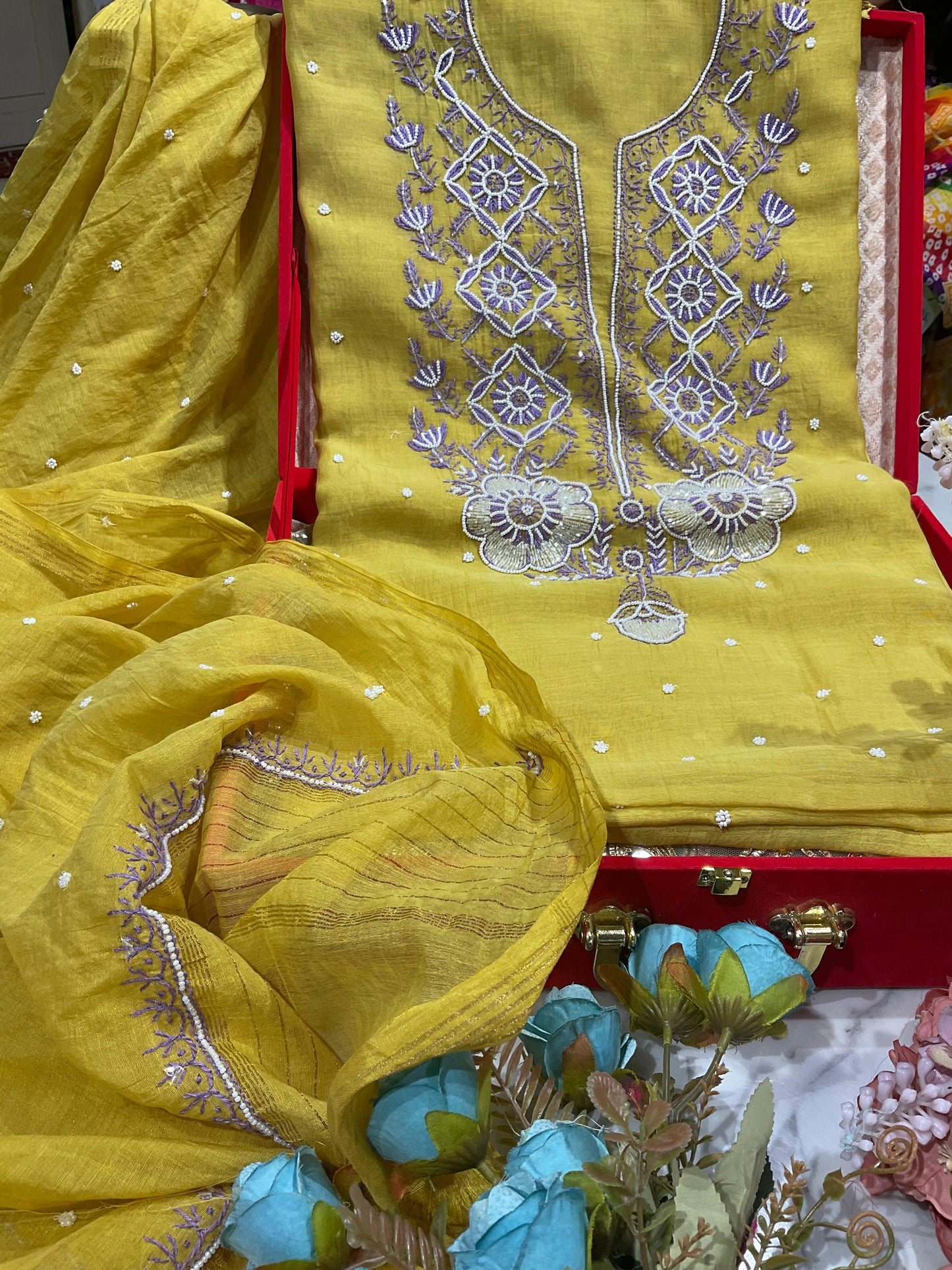 Mulmul Kurta Dupatta with Cotton Bottom