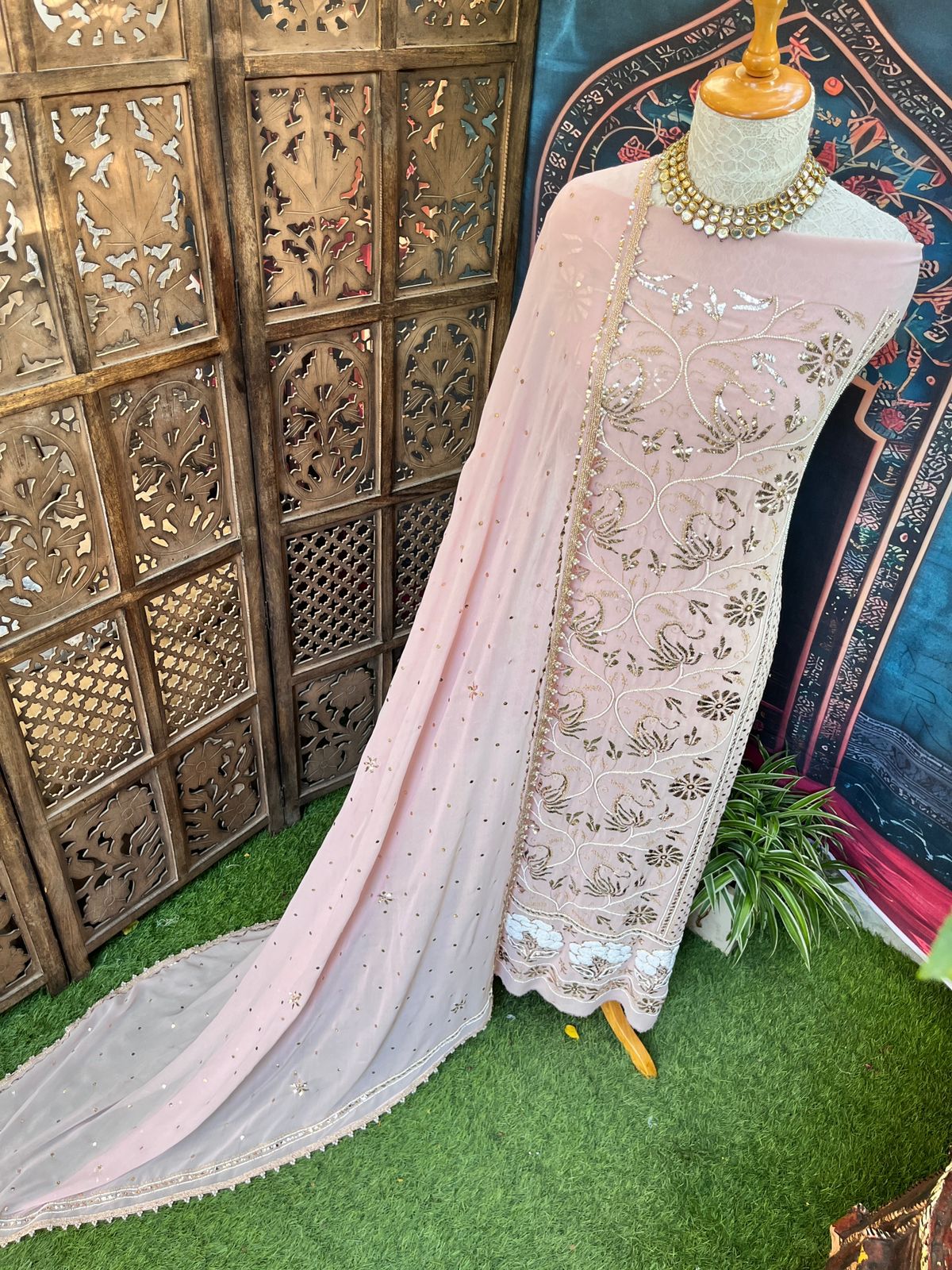 Exquisite Georgette Kurta, Dupatta & Crepe Bottom
