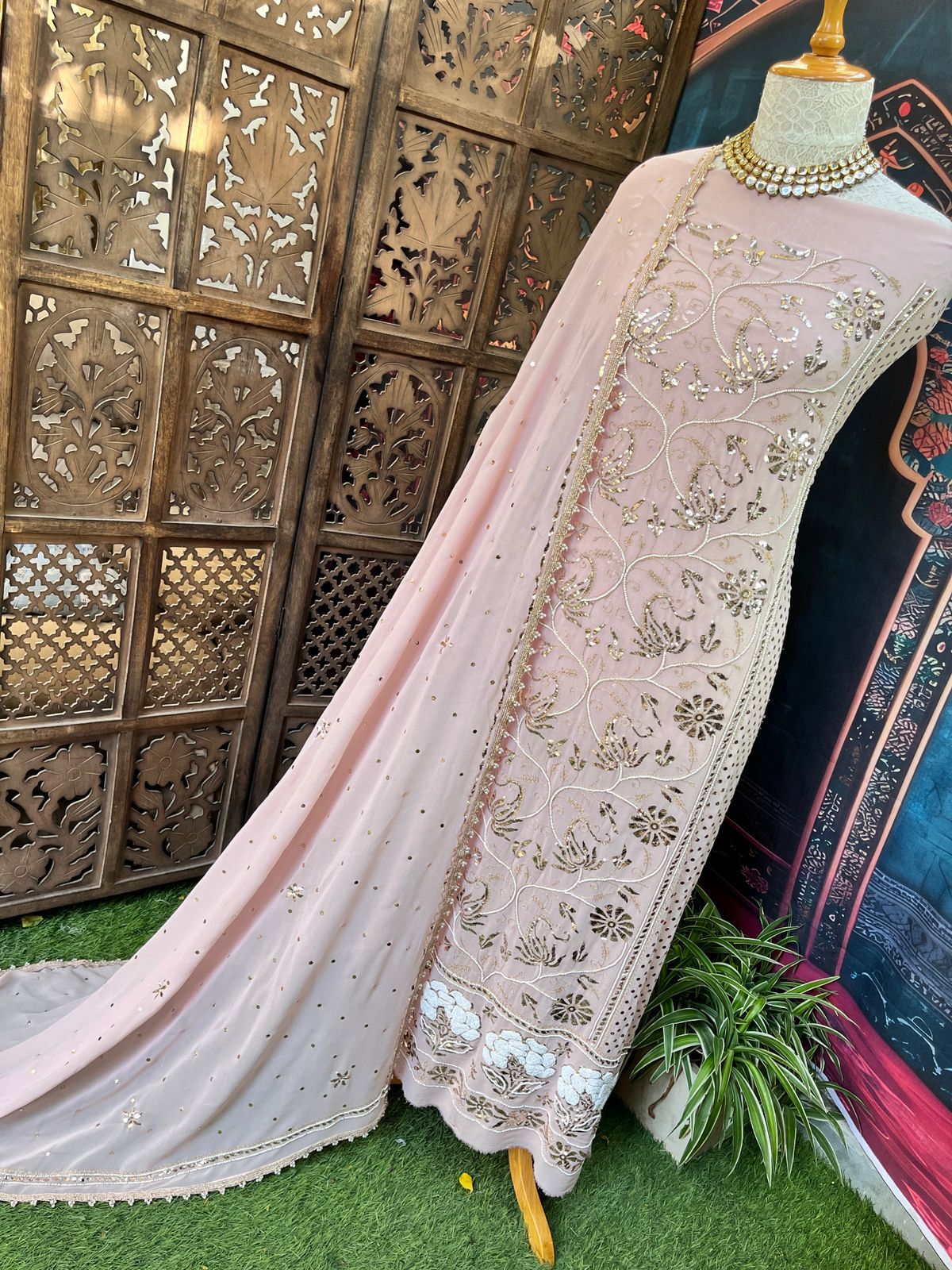 Exquisite Georgette Kurta, Dupatta & Crepe Bottom