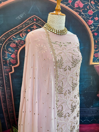 Exquisite Georgette Kurta, Dupatta & Crepe Bottom