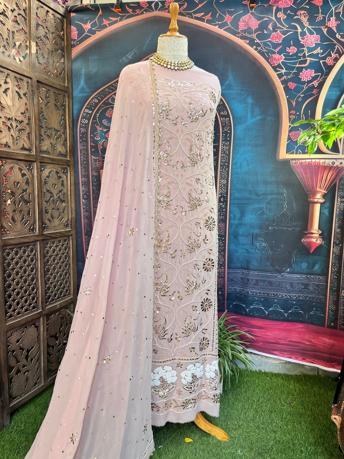 Exquisite Georgette Kurta, Dupatta & Crepe Bottom