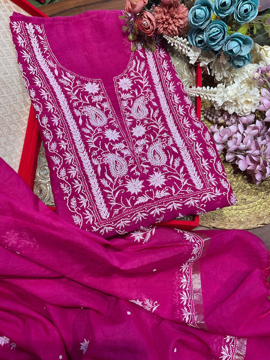 Mulmul Chikankari Kurta & Dupatta Set