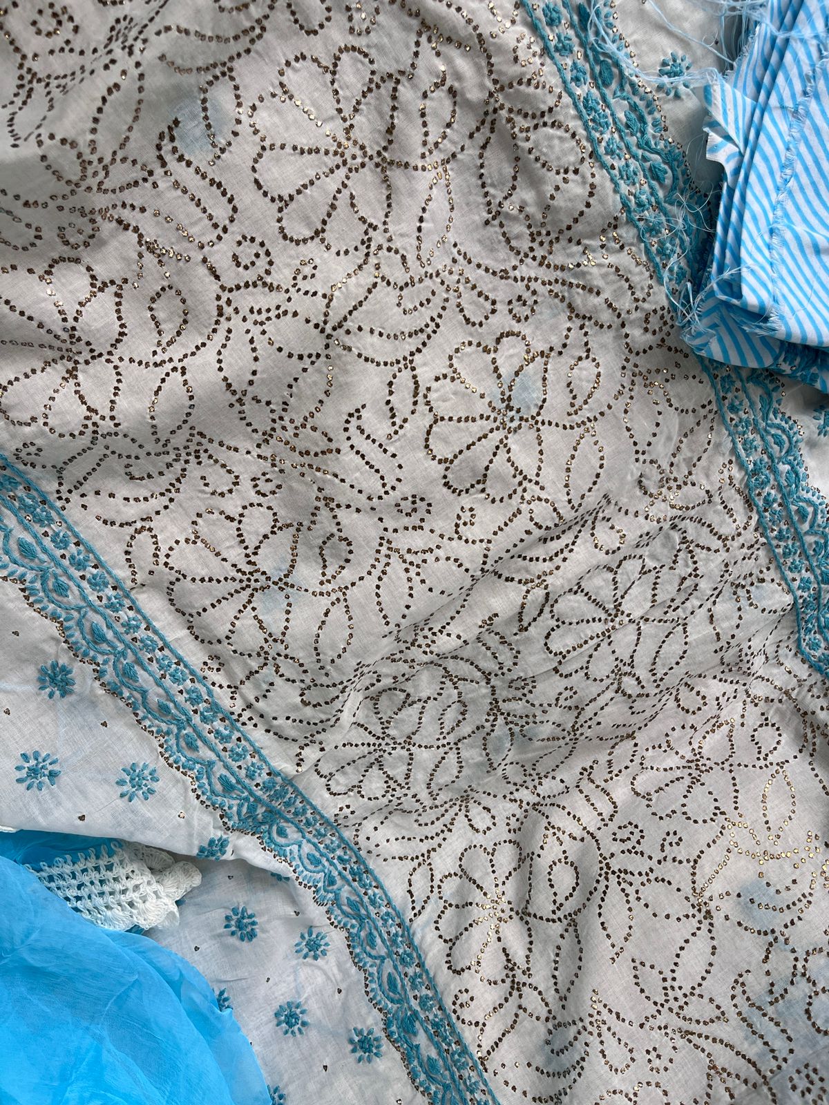 Cotton Chikankari Kurta Set with Chiffon Dupatta