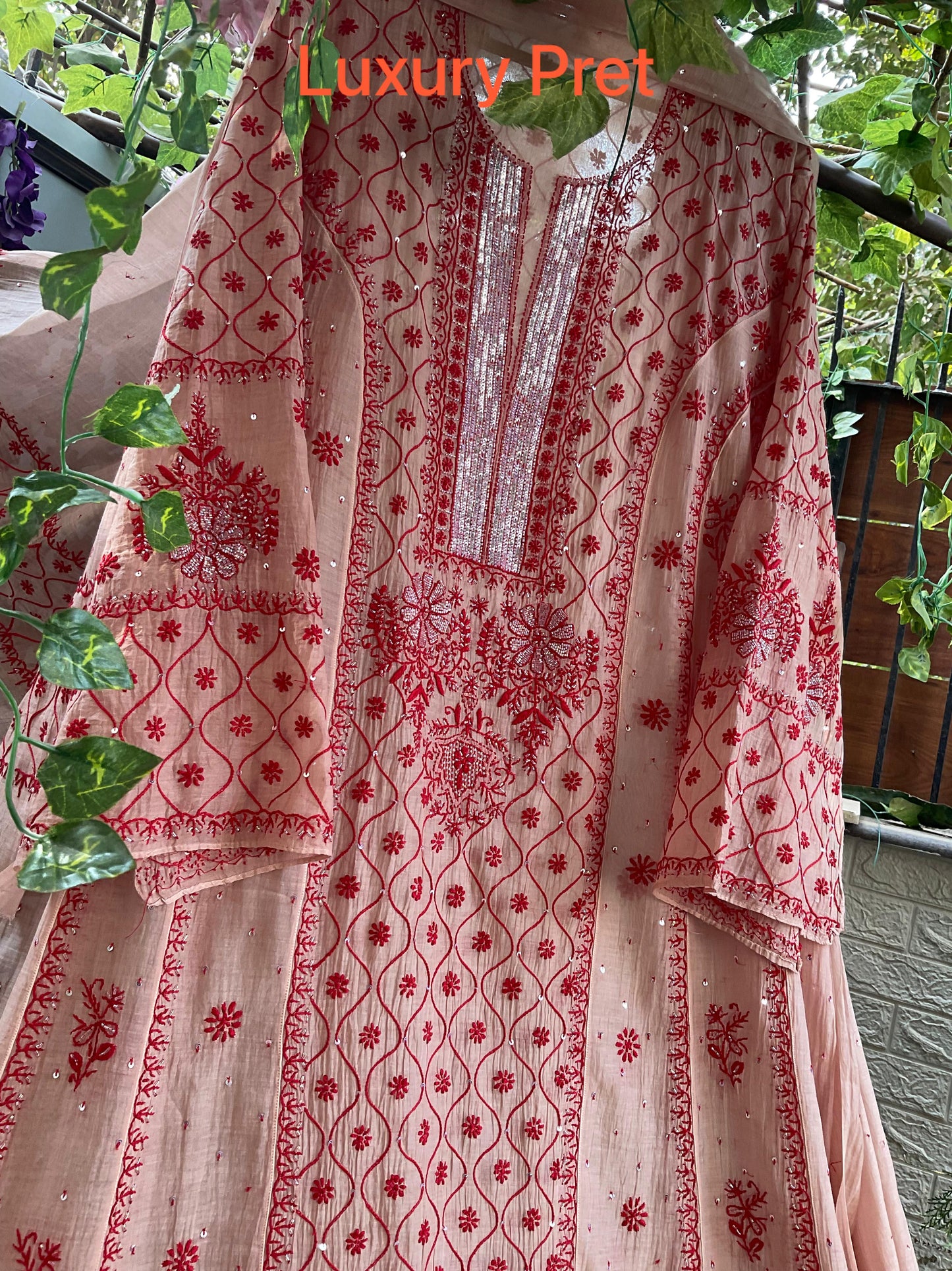 Celebrate the Season in Grace – Semi-Stitched Anarkali Dupatta Set in Mulmul Chanderi