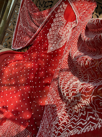 Kurta Set with Chikankari Work with Embellished Dupatta (Set of 3) (Stitched)