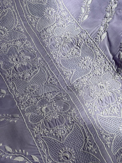 Pure Cotton Voile Suit Set with Chikankari & Hand Jaali Work with Chiffon Dupatta (Set of 3) (Unstitched)