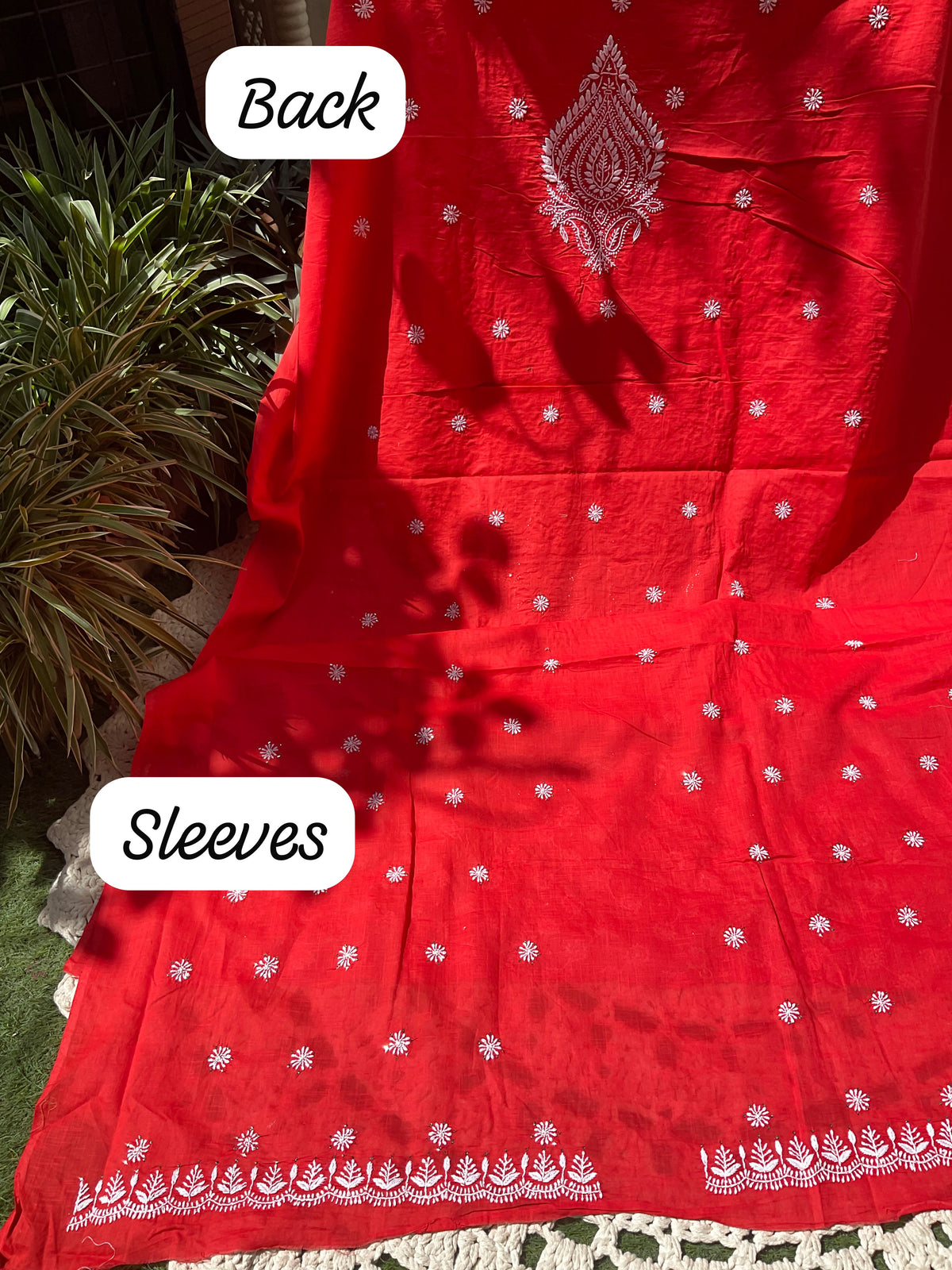 Cotton Voile Suit Set with Mukaish & Chikankari Work with All-Over Jaali Mulmul Dupatta (Set of 3) (Unstitched)