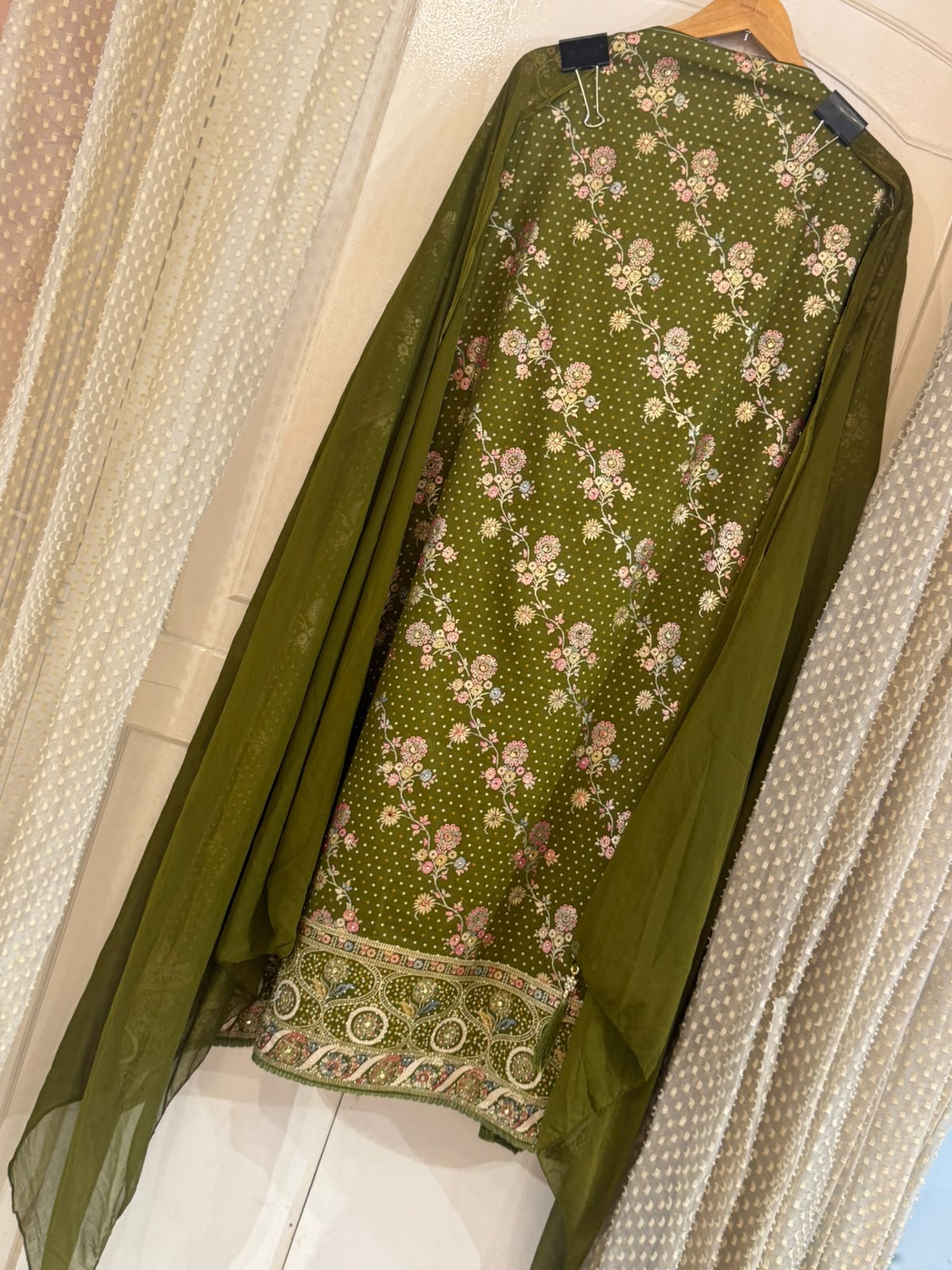 Jam Cotton Suit Set with All-Over Prints & Ghera Embroidery (Set of 3) (Unstitched)