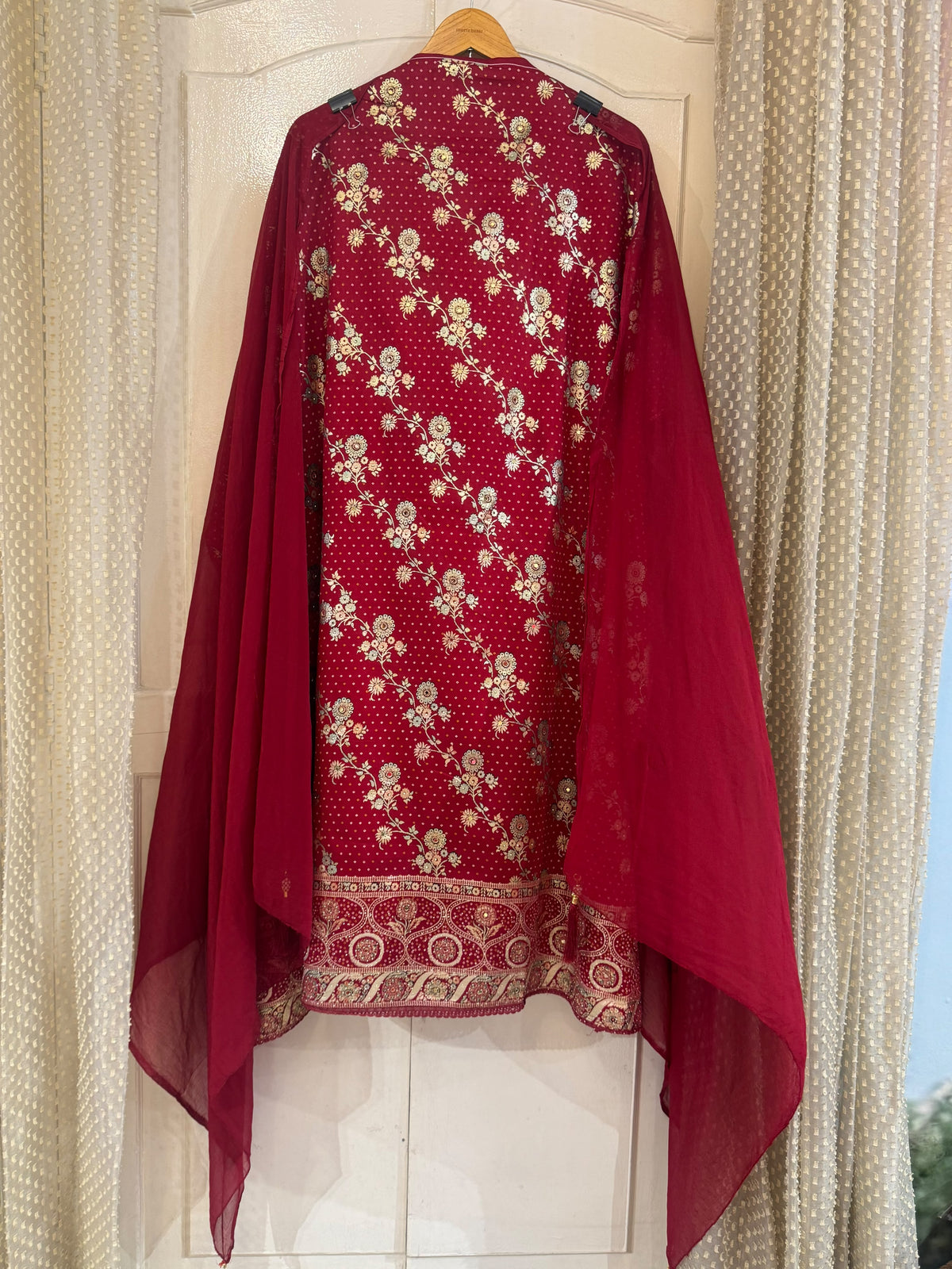 Jam Cotton Suit Set with All-Over Prints & Ghera Embroidery (Set of 3) (Unstitched)