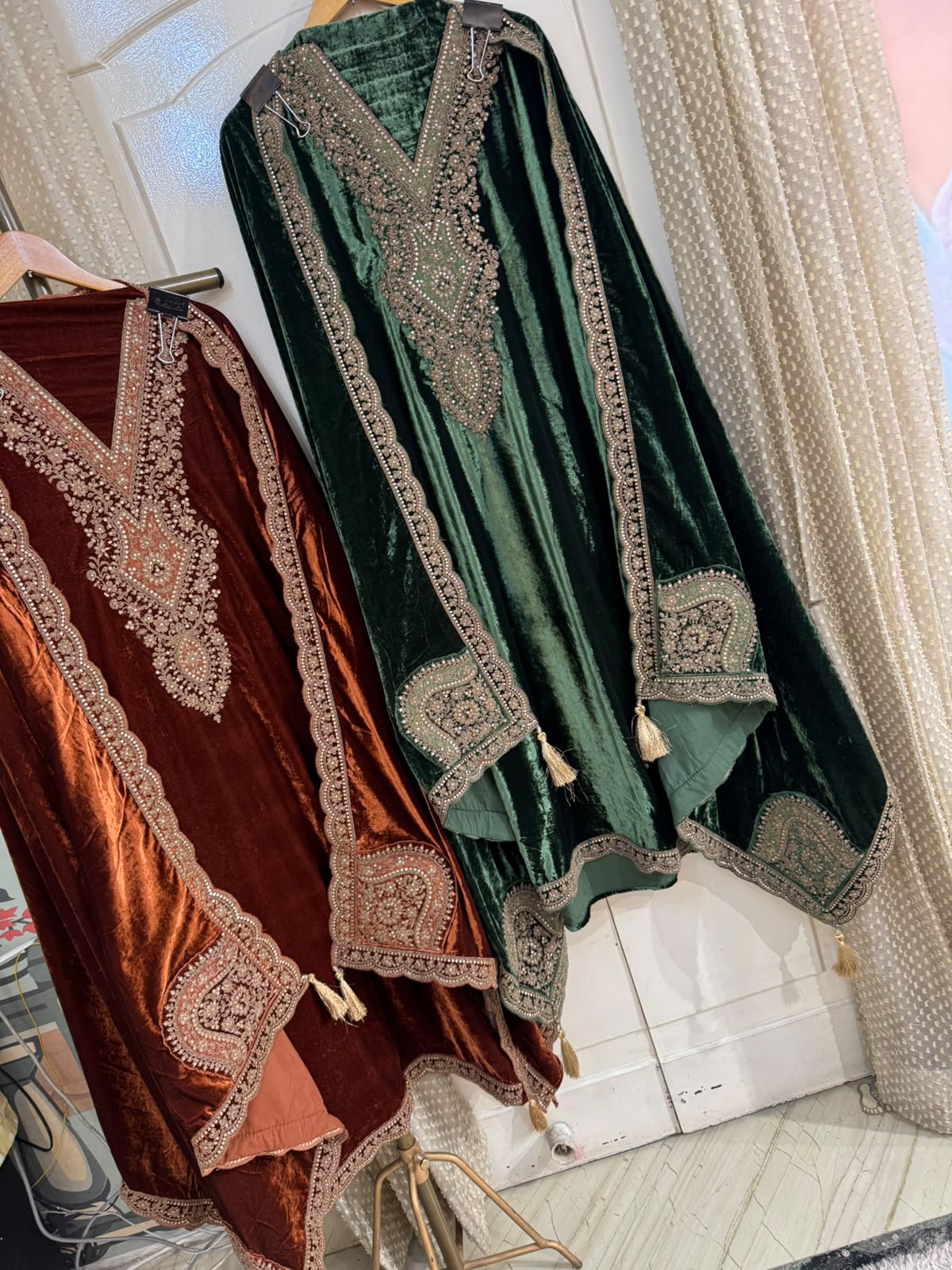 Velvet Suit Set with Dori & Zari Embroidery (Set of 3) (Unstitched)