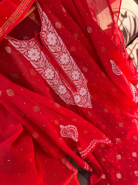 Chikankari Embroidery Kurta Suit Set