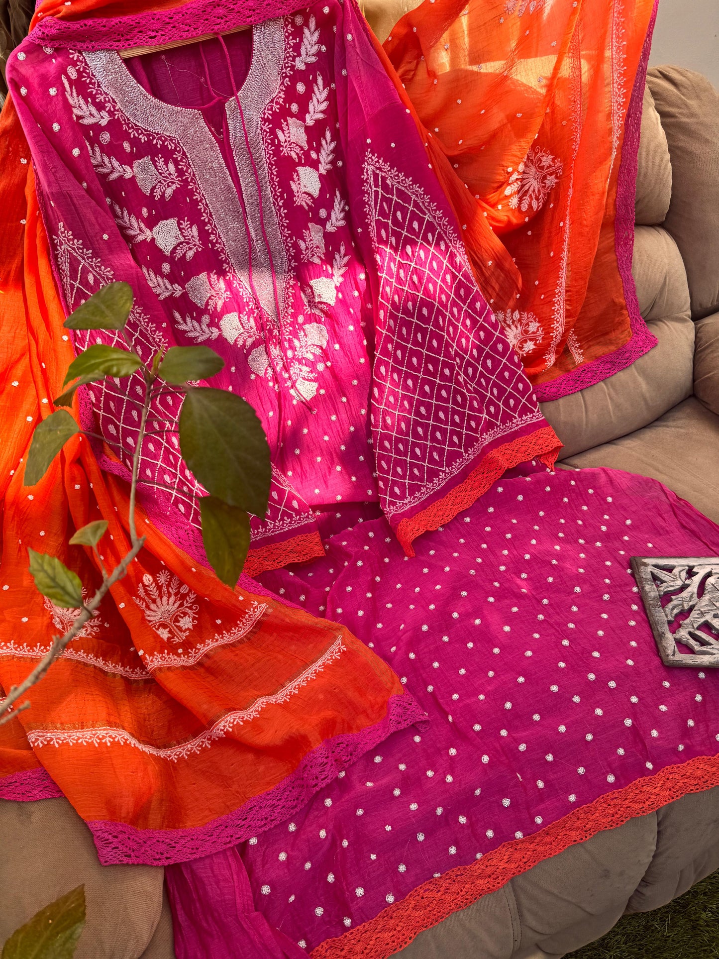 Dark Pink with Keasria hue Kurta Suit Set