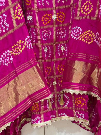 Gajji Silk Gharchola Suit Set with Gotta Patti & Dori Work (Set of 3) (Unstitched)