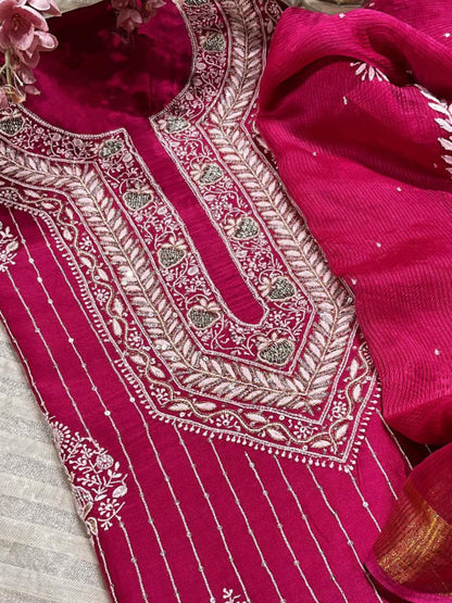 Rani Chanderi Silk kurta set