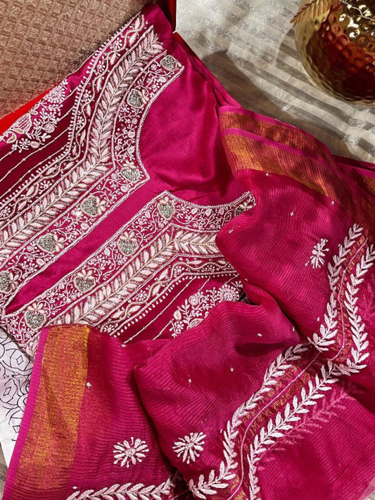 Rani Chanderi Silk kurta set