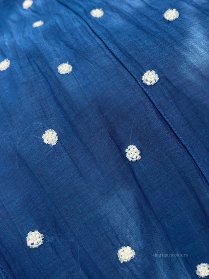 Anarkali bleu roi profond avec dupatta