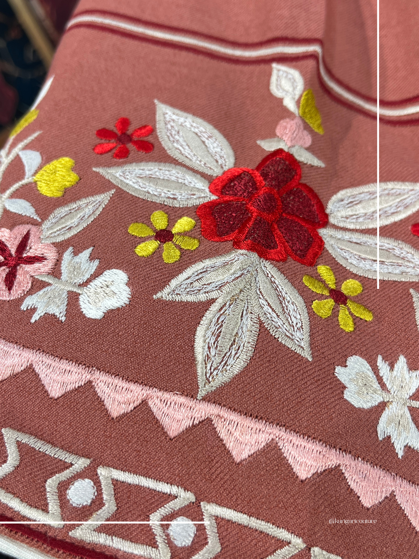 Tan orange Boolan kurta with shawl