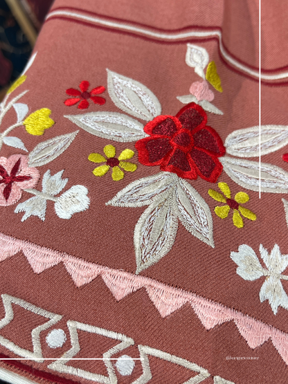 Tan orange Boolan kurta with shawl