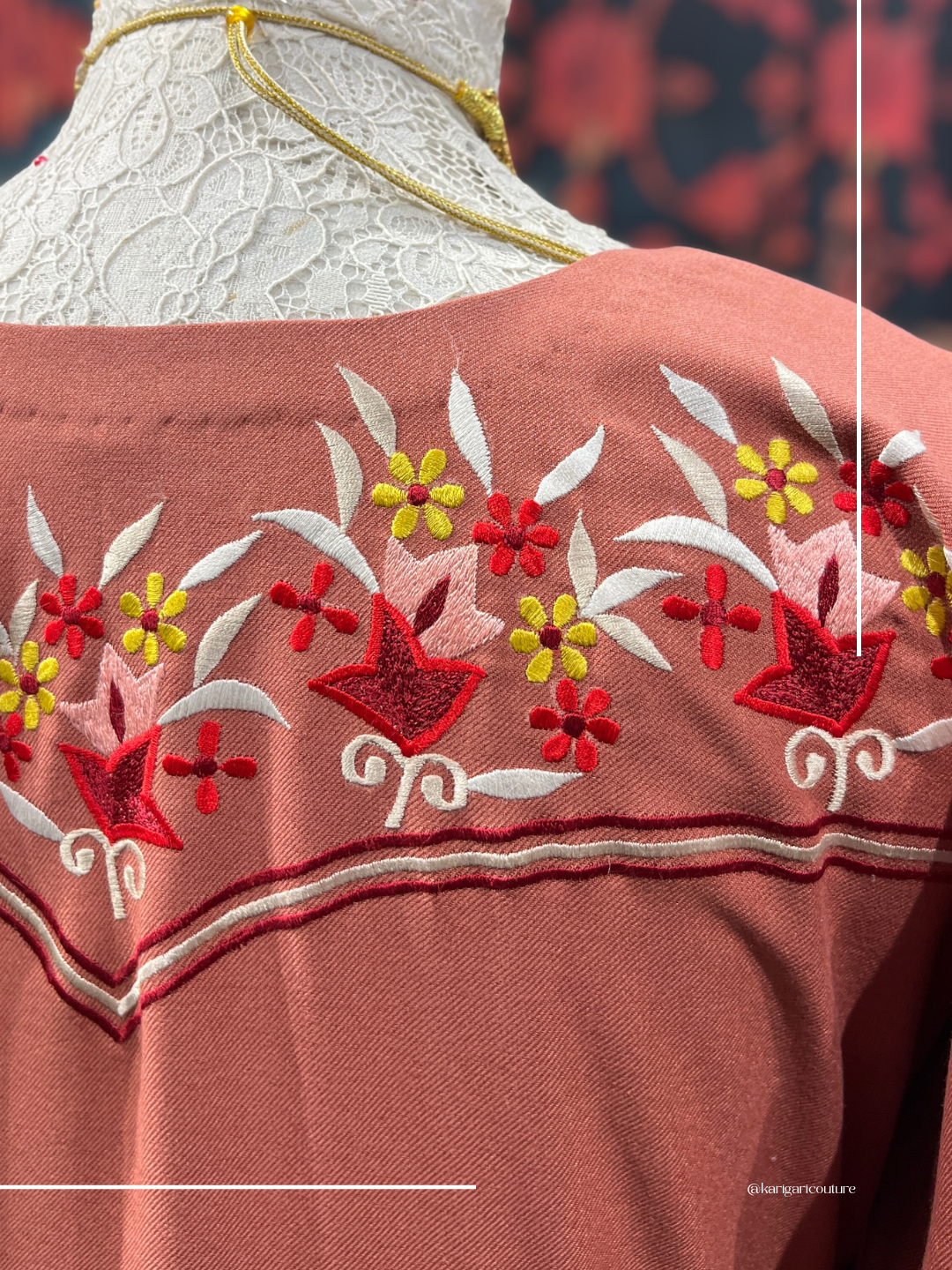 Tan orange Boolan kurta with shawl