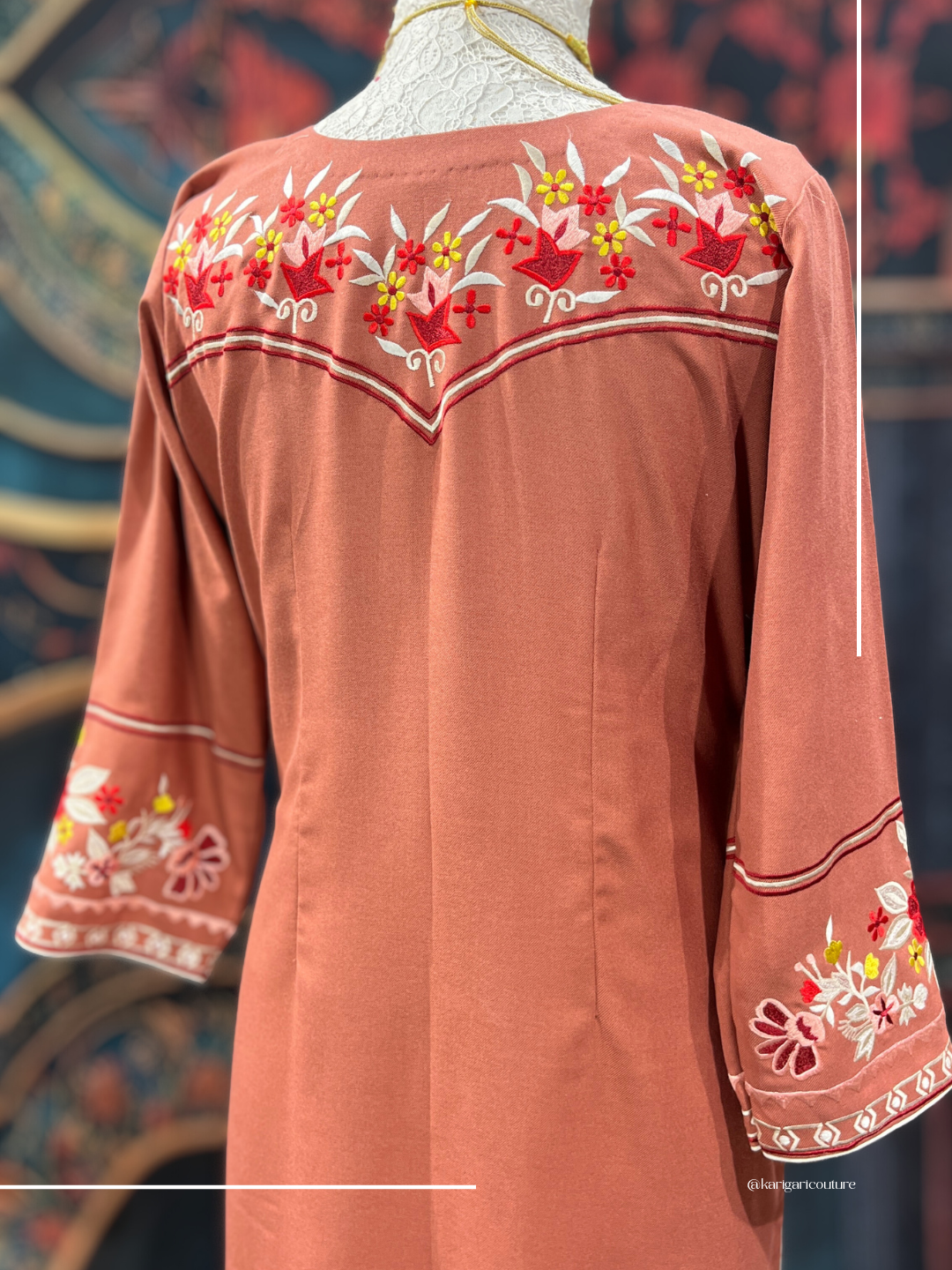 Tan orange Boolan kurta with shawl