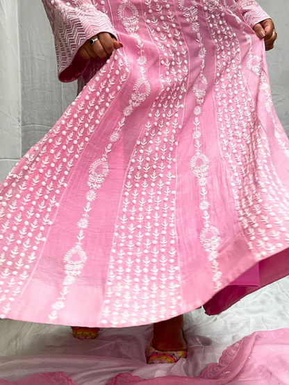 Ready to Wear Pink Anarkali Set