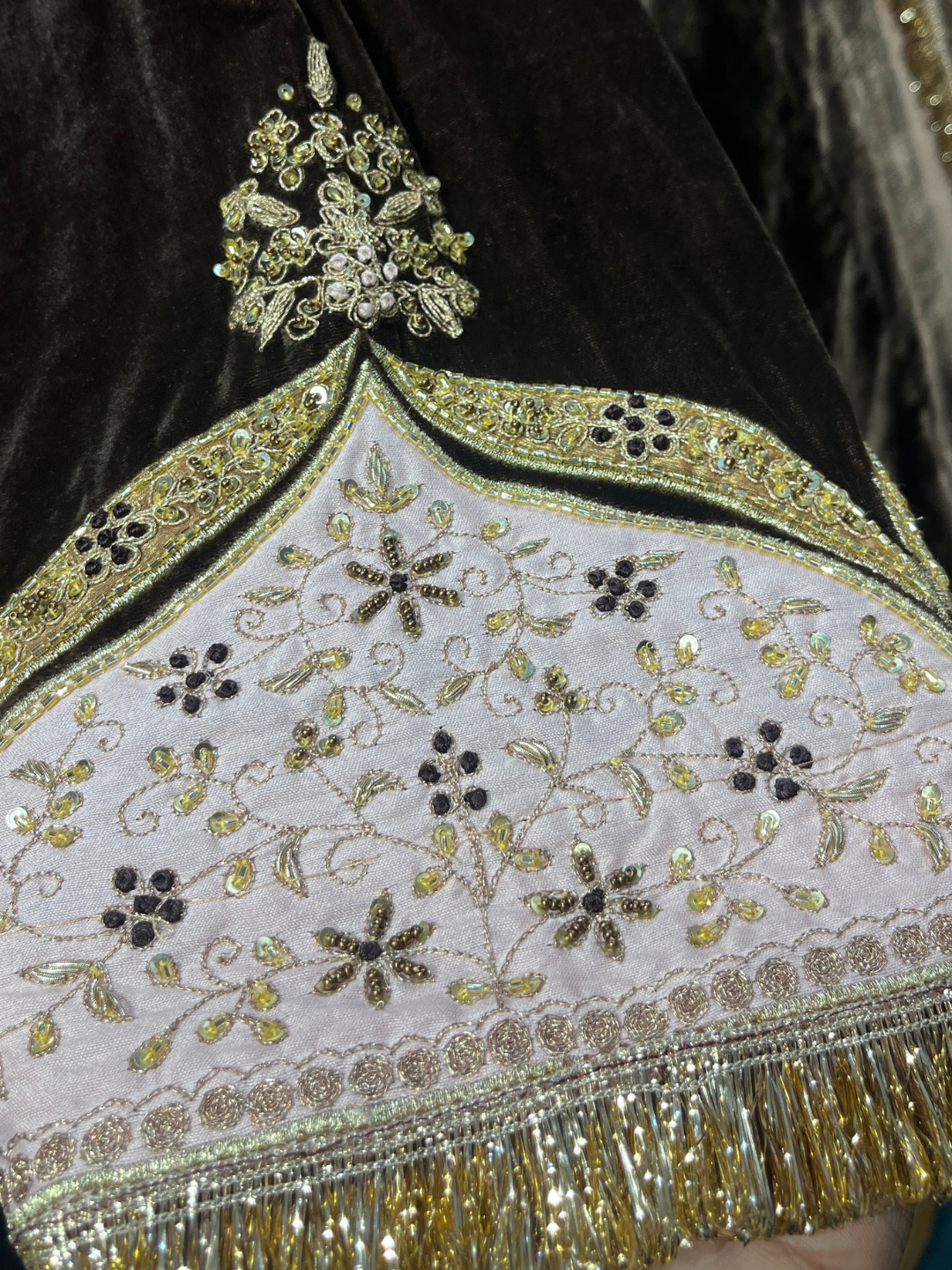 Brown velvet kurta set