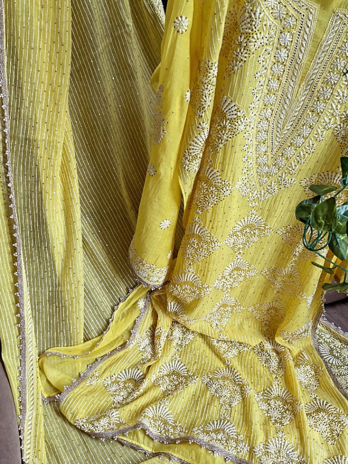 Mulmul Chanderi kurta dupatta set