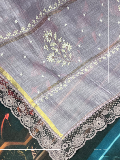 Lavender mulmul kurta and dupatta set