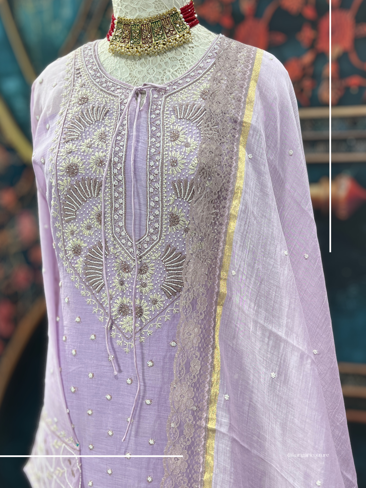 Lavender mulmul kurta and dupatta set